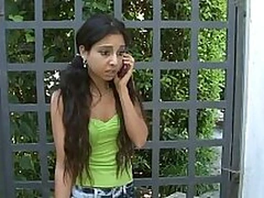 Tiny tits teen takes black dick in pain in the neck