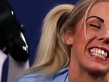 Teasing schoolgirl dominates sub during CFNM